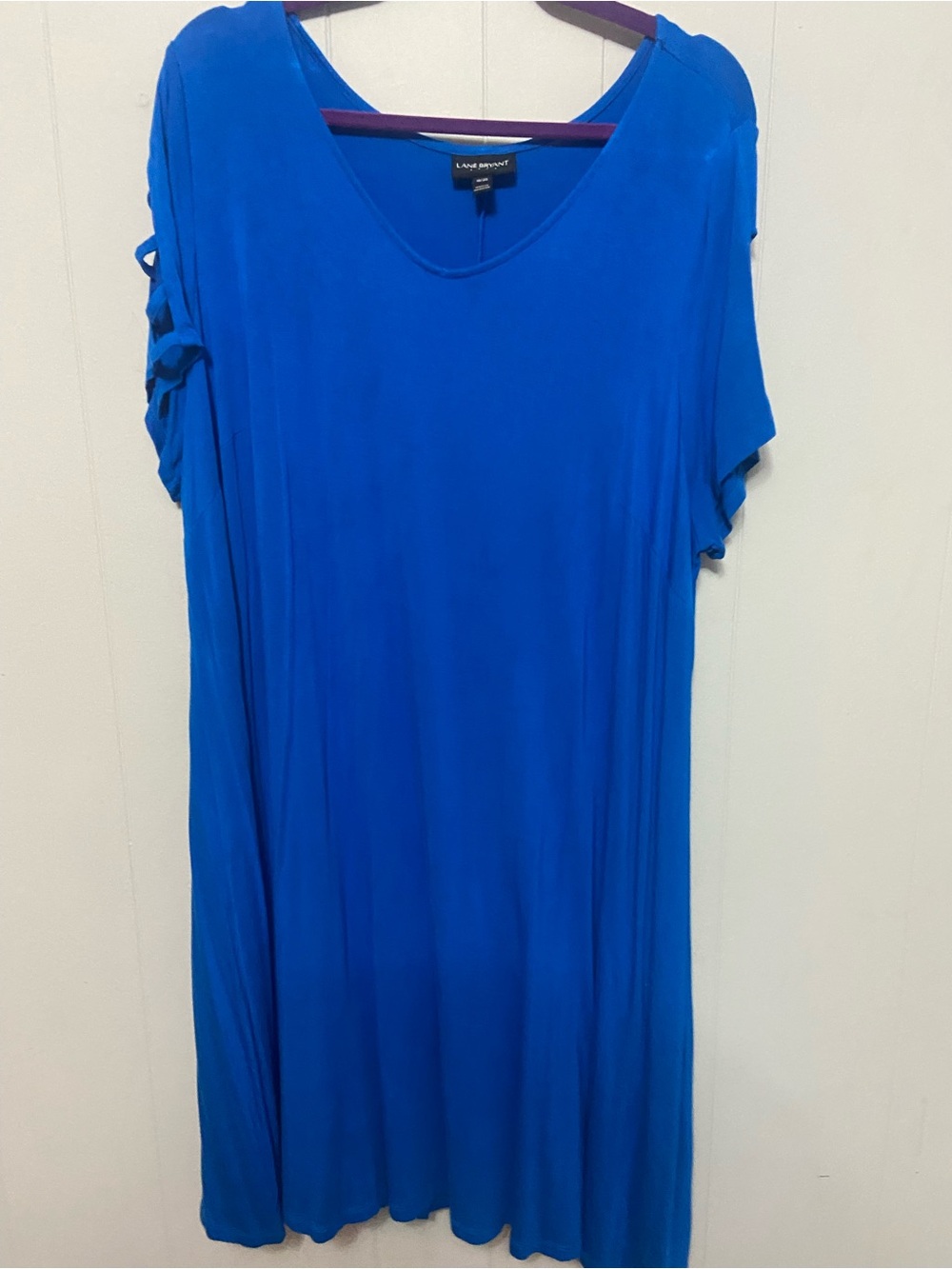 Lane Bryant Royal Blue Scoop Neck Dress with openings on sleeves. Size 18/20